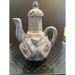 Vintage Porcelain Blue and White Teapot